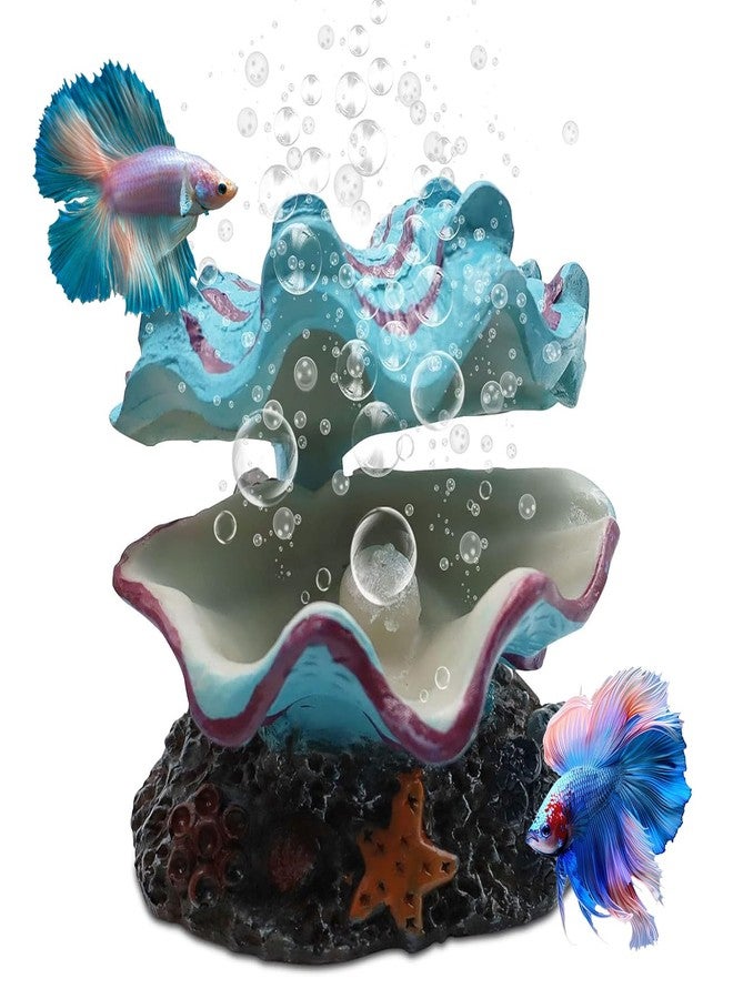Abnaok Aquarium Shell Decoration, Tropical Clam Live-Action Ornament, for Fish Tank Aerating, Aquarium Oxygenated - Shell Pearl Air Stone Bubble Decoration - Image 1